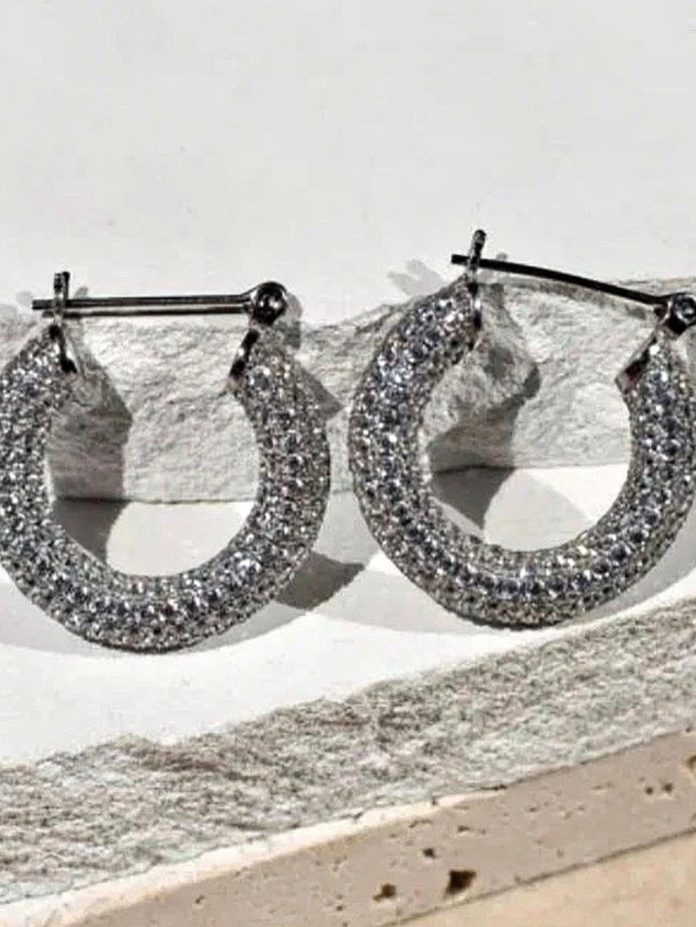 Pave Baby Amalfi Hoops - Silver |LUVAJ